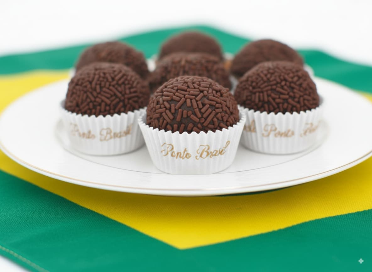 Brigadeiro de chocolate – bocaditos de leche condensada y cacao cubiertos con chispas – Ponto Brasil