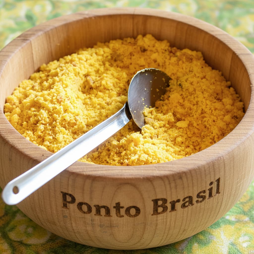 Farofa es la harina de yuca (mandioca) tostada, que se sirve en todo el territorio Brasileño. Paquete de 1 kilo ebvasado la vacio