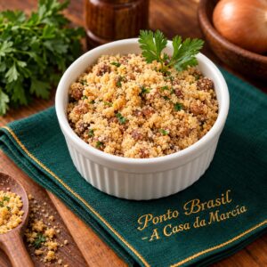 La farofa brasileña (también buscada como fariña brasilera) es harina de yuca (mandioca) tostada, uno de los acompañamientos más populares de Brasil. Se prepara tostando la harina con mantequilla, tocino o calabresa hasta obtener una textura dorada y crujiente