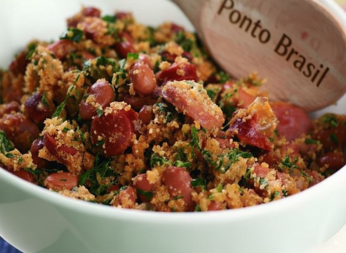 Feijão Tropeiro Frejoles rojos con harina de yuca,tocino, calabresa y carne sec