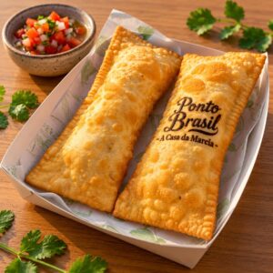 Pastel de feira, el pastel brasileño clásico de las ferias, crujiente y dorado, frito al momento.
