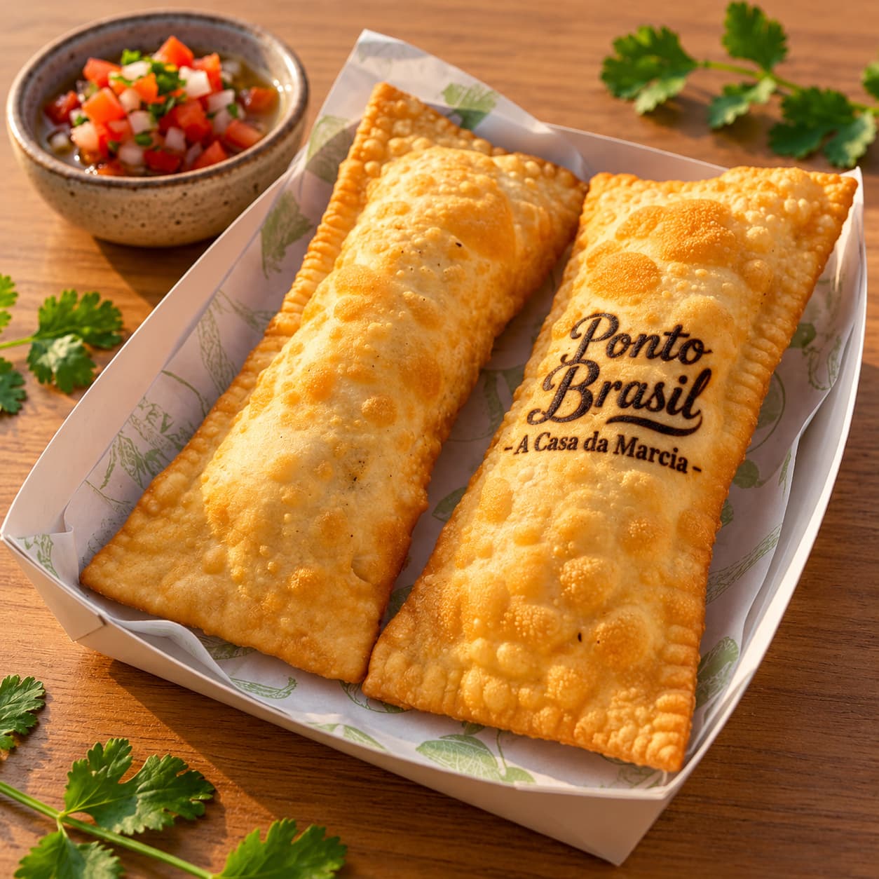 Pastel de feira, el pastel brasileño clásico de las ferias, crujiente y dorado, frito al momento.