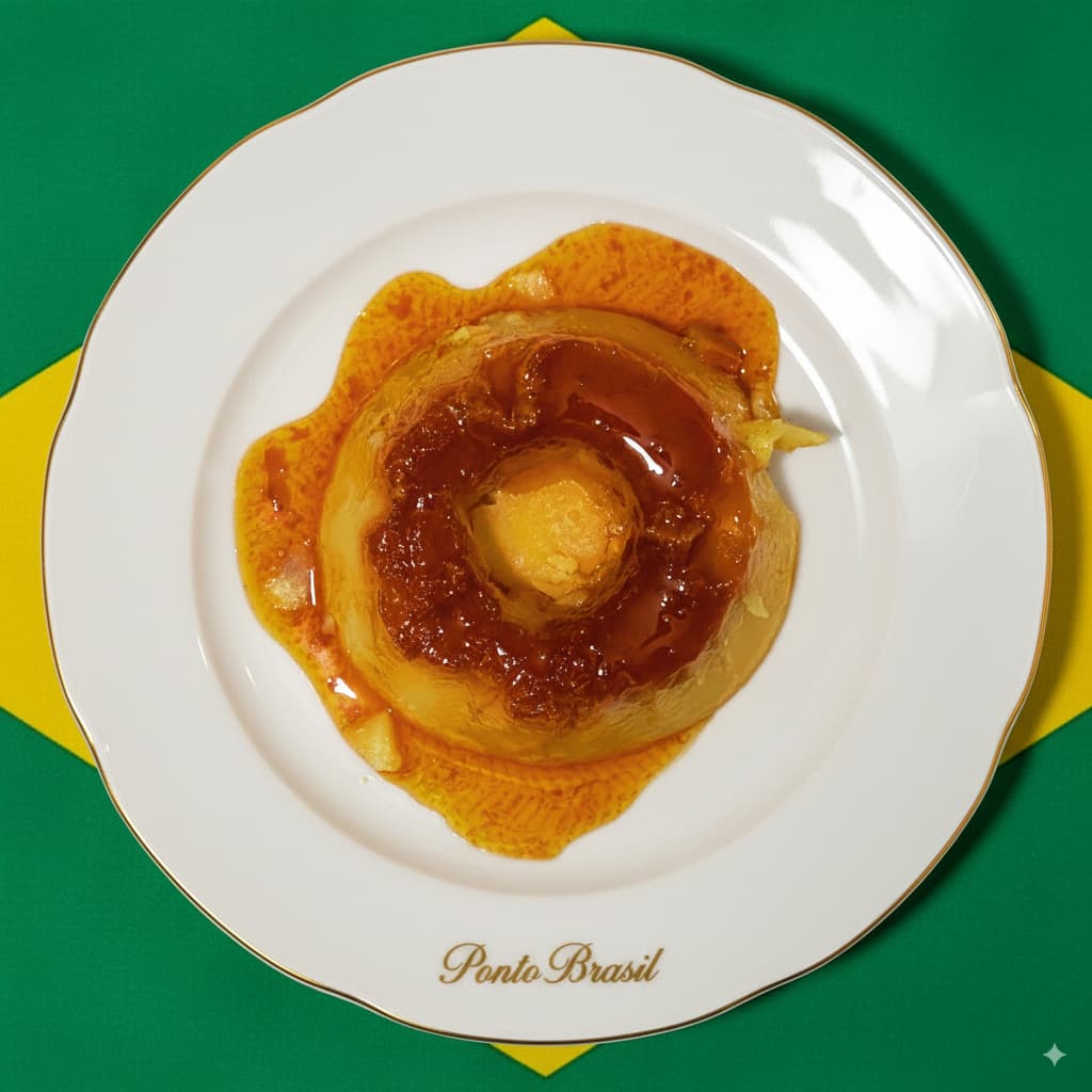 Pudim de leite brasileño con caramelo, postre típico de Brasil listo para disfrutar en Lima