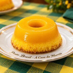 Quindim brasileño tradicional, postre del Nordeste elaborado con yemas, azúcar y coco rallado, listo para disfrutar en Lima