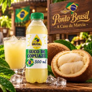 Pulpa de Copuazu hecha en jugo, servida en una botella de vidrio de 300 ml (da para 2 vasos).
